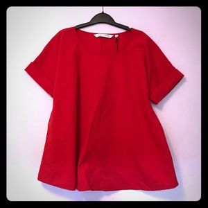 Uniqlo x Lemaire red cotton woven swing top